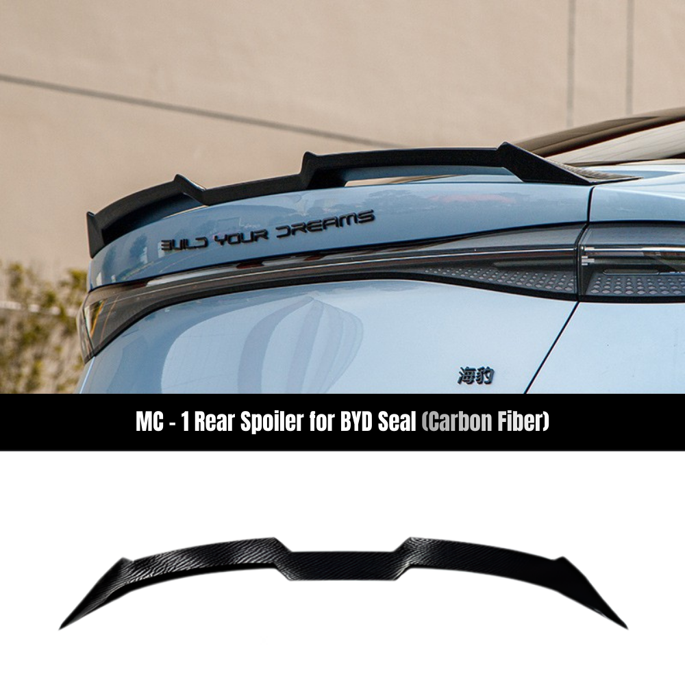 MC-Style Rear Trunk Spoiler for BYD Seal (2022-2026) – Gloss Black / Carbon Fiber