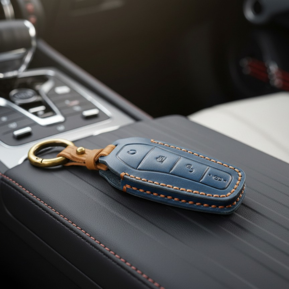Handcrafted Leather Key Fob Cover for BYD