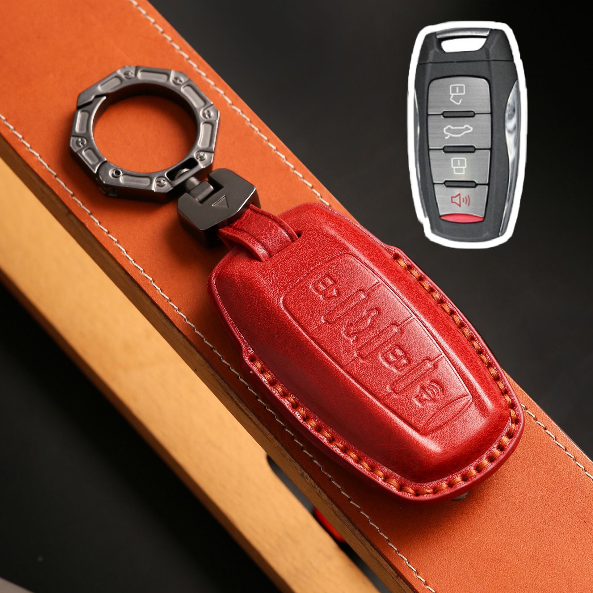 Handcrafted Leather Key Fob Cover for GWM
