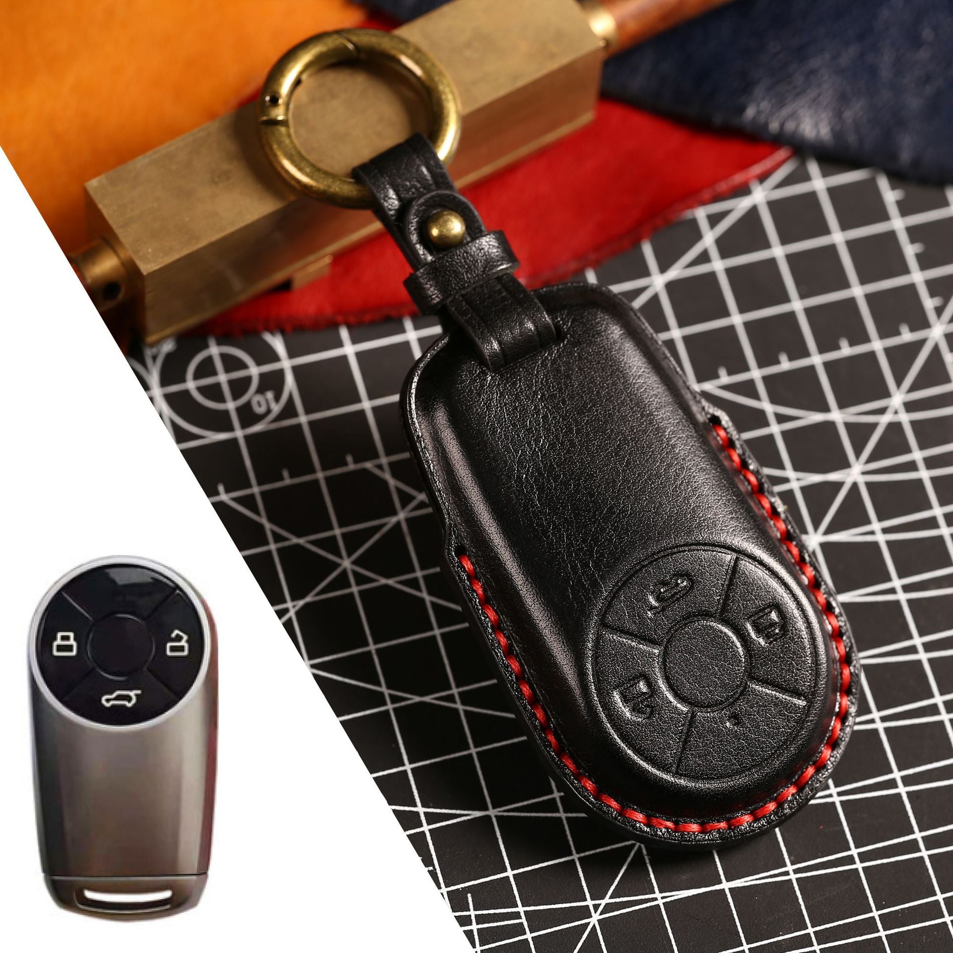 Handcrafted Leather Key Fob Cover for GWM