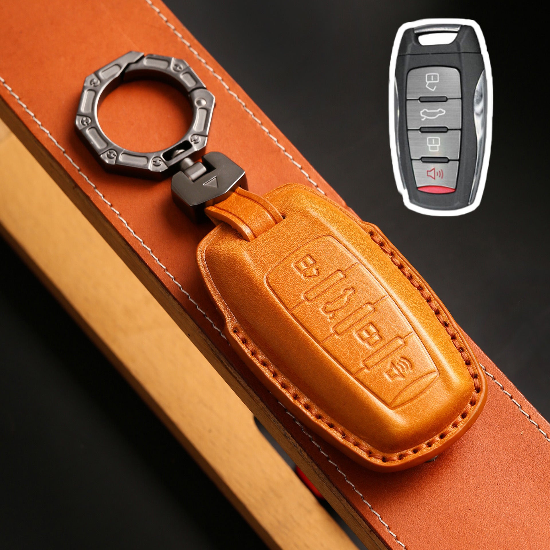 Handcrafted Leather Key Fob Cover for GWM
