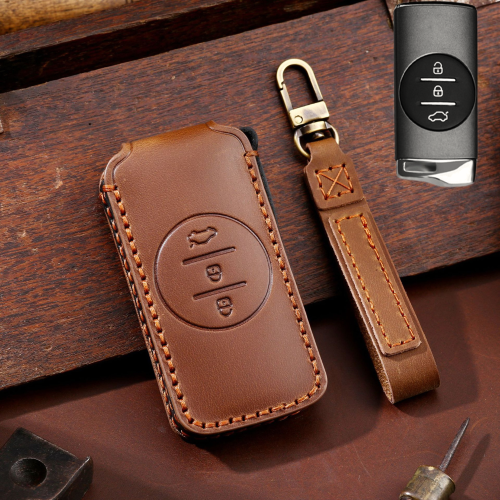 Handcrafted Leather Key Fob Cover for Chery Models