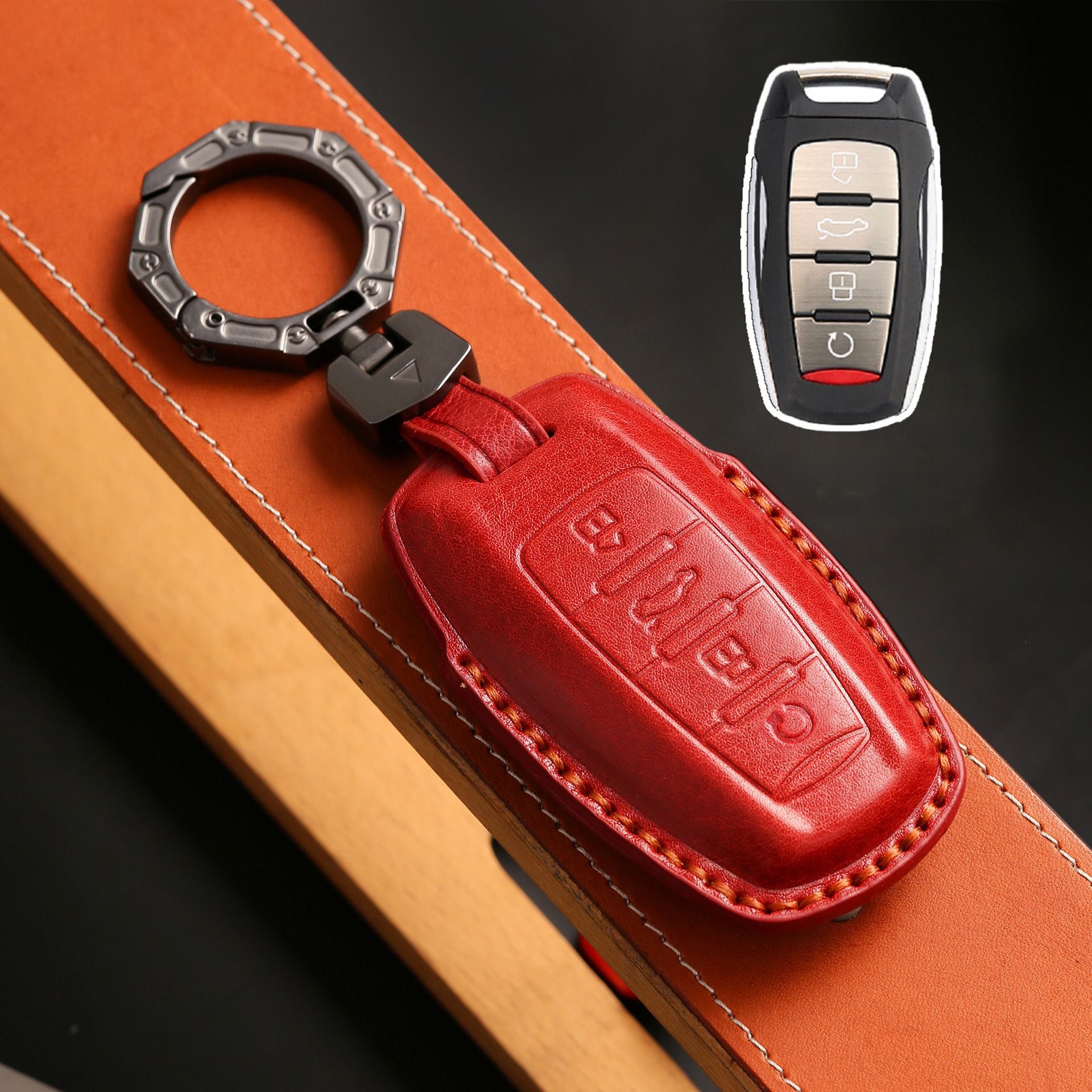 Handcrafted Leather Key Fob Cover for GWM