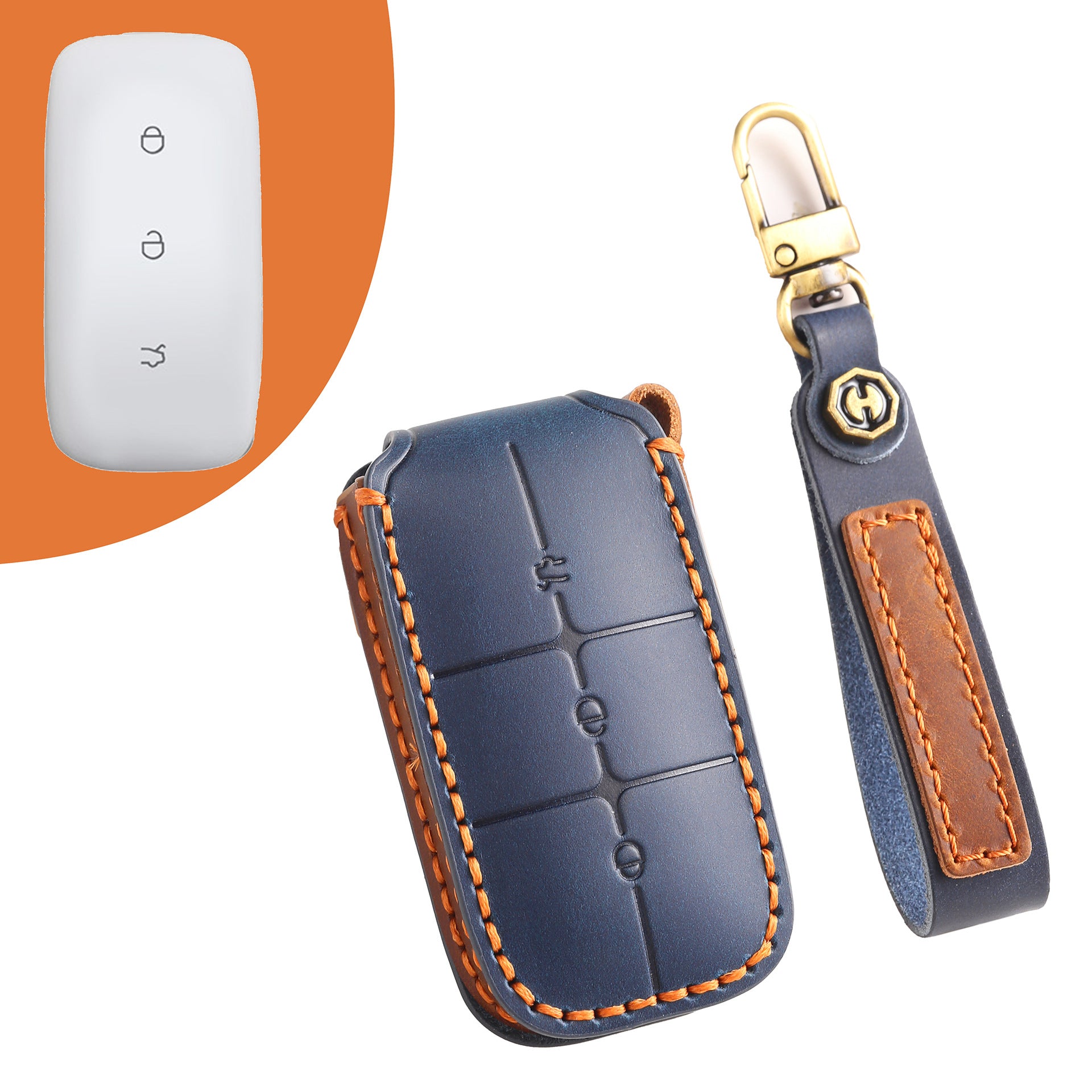 Handcradfted Leather Key Fob Cover for Geely