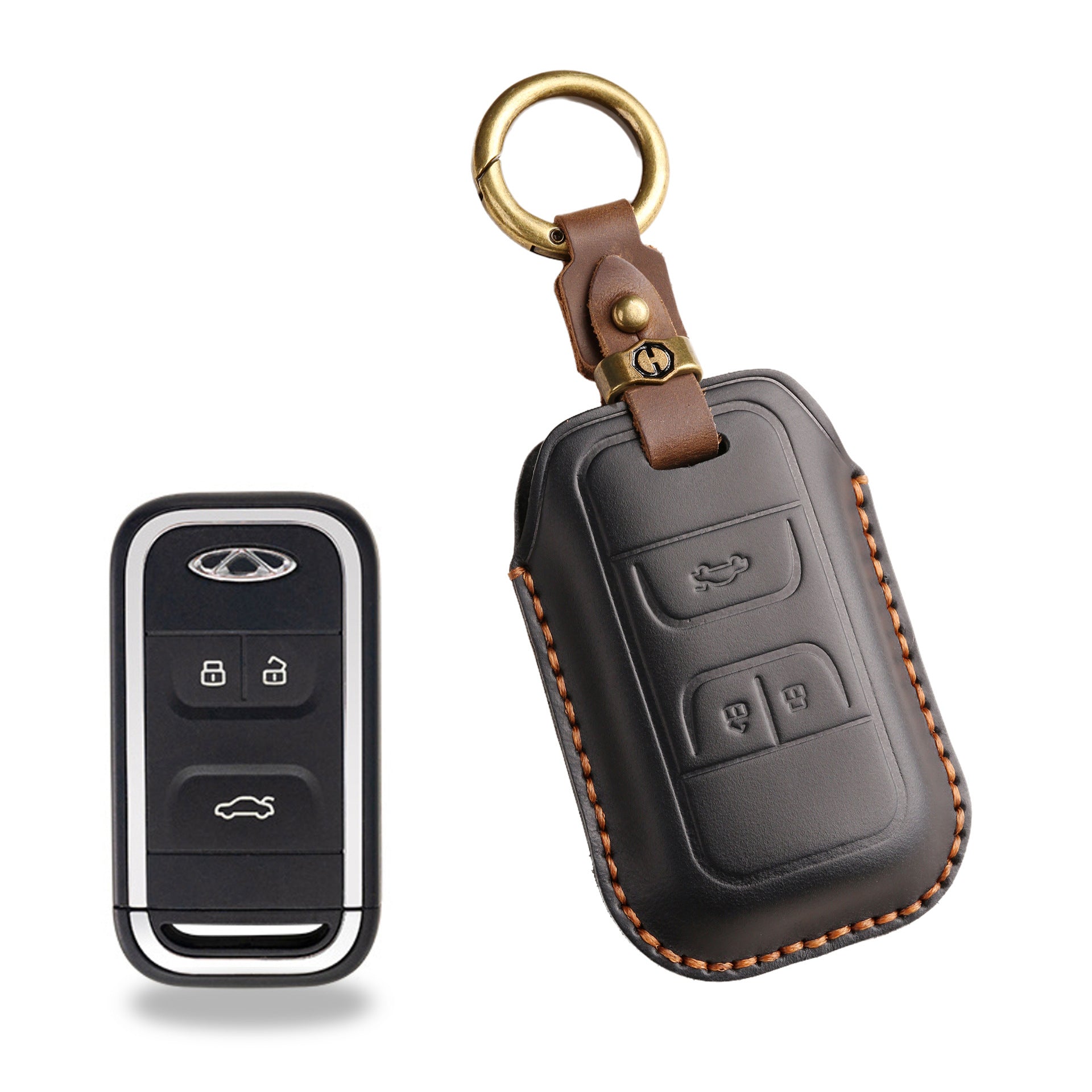 Handcrafted Leather Key Fob Cover for Chery Models