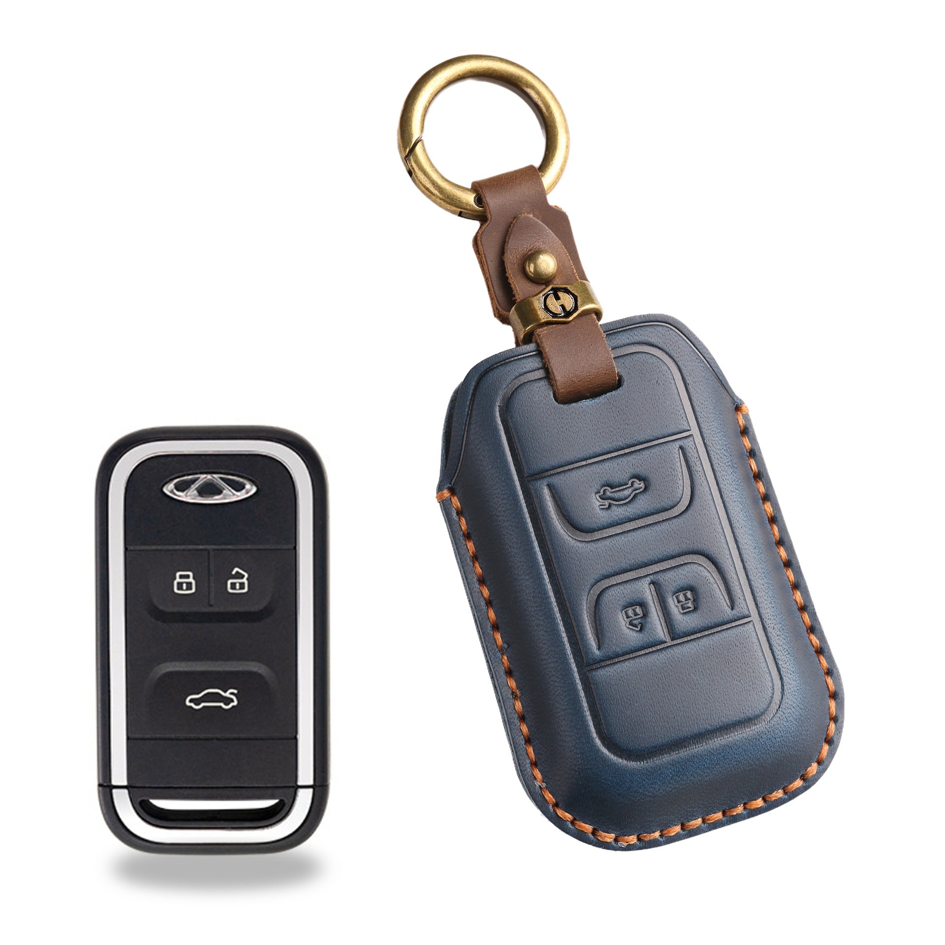 Handcrafted Leather Key Fob Cover for Chery Models