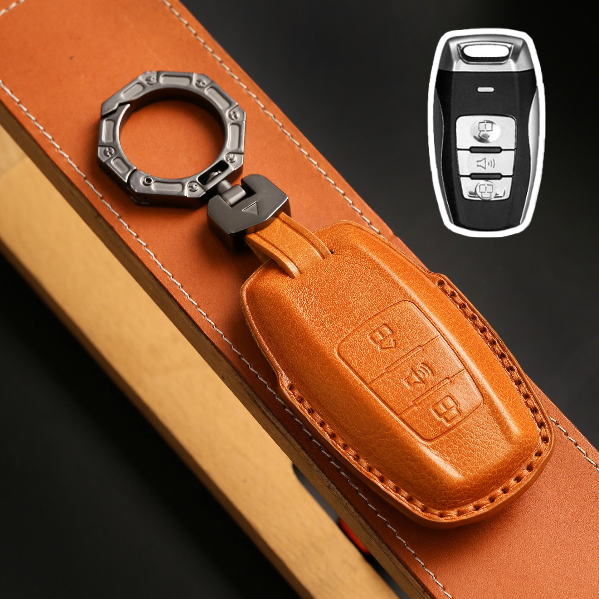 Handcrafted Leather Key Fob Cover for GWM