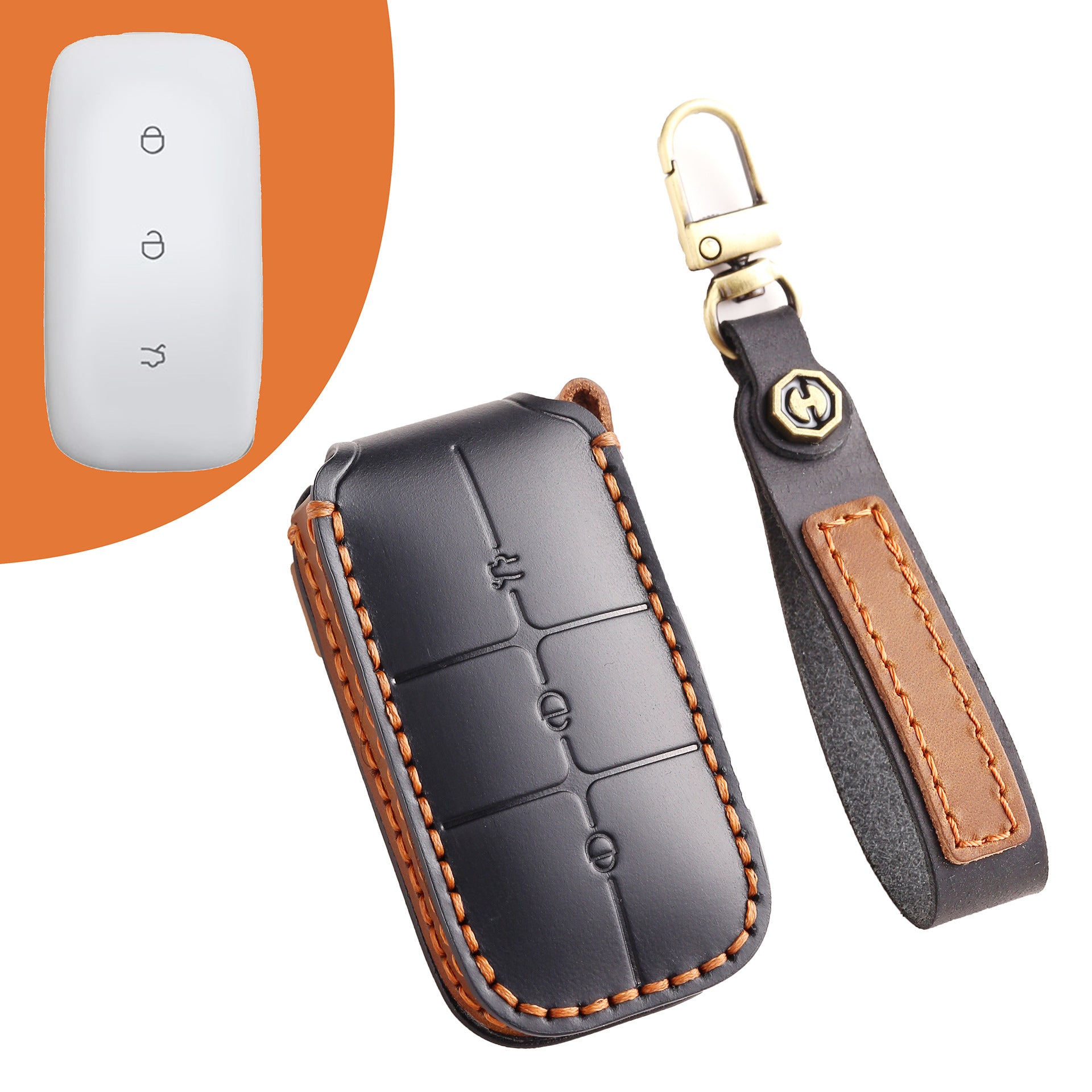 Handcradfted Leather Key Fob Cover for Geely