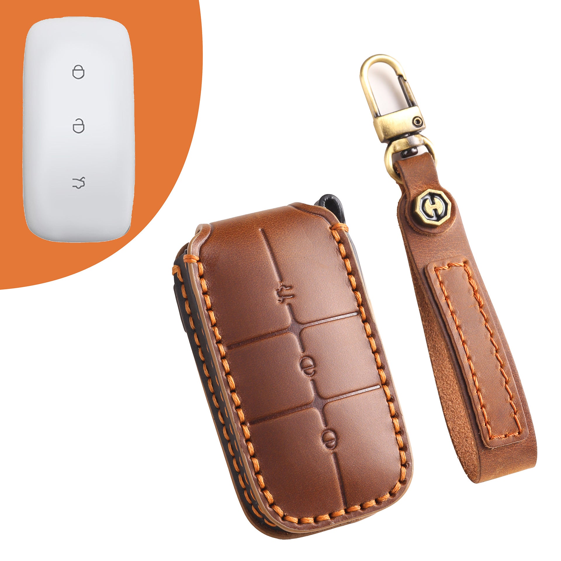 Handcradfted Leather Key Fob Cover for Geely