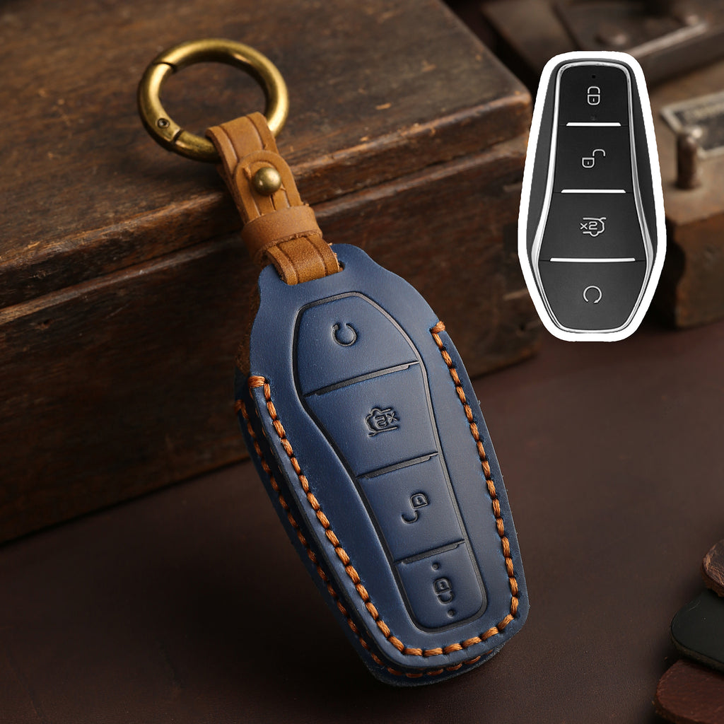 Handcrafted Leather Key Fob Cover for BYD