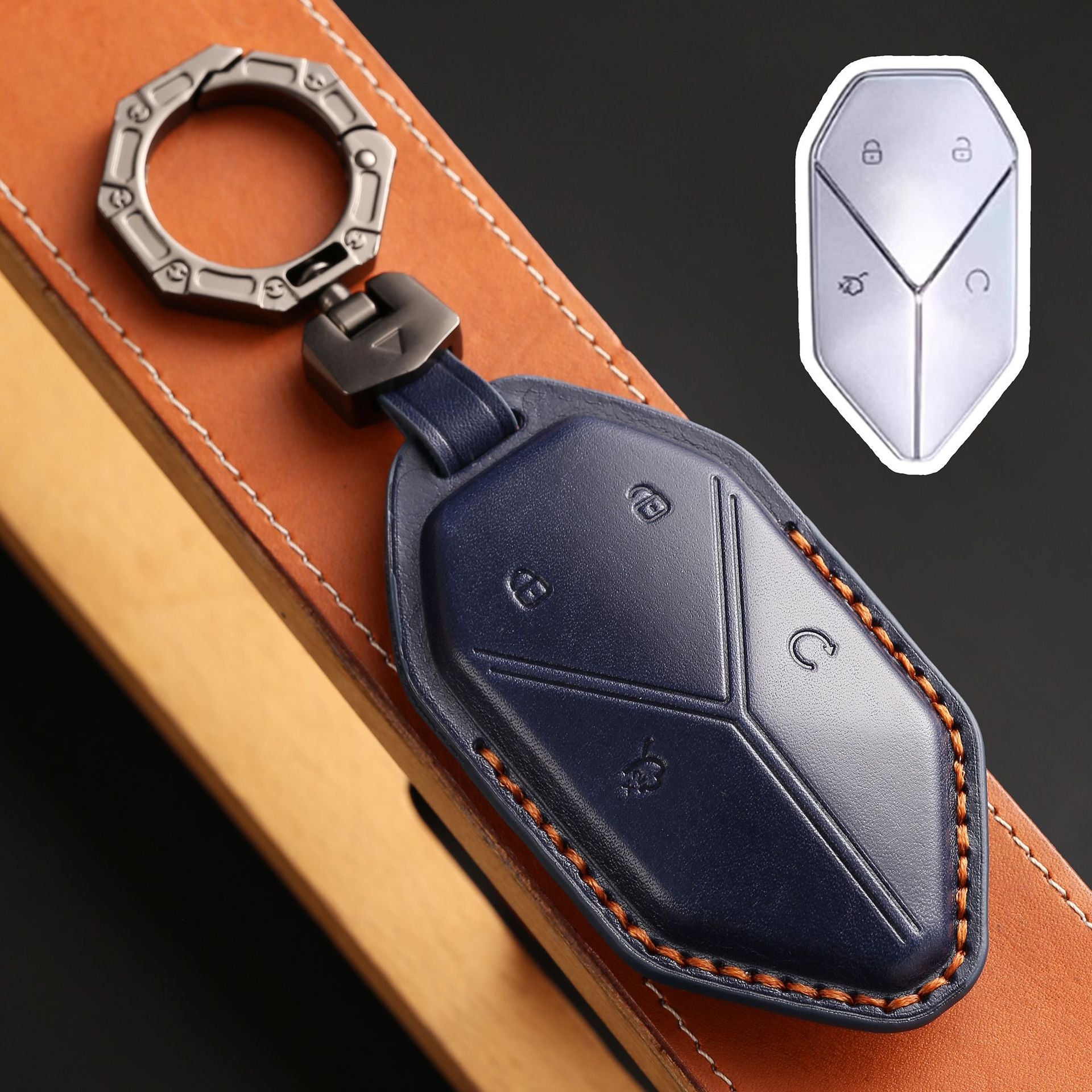Handcrafted Leather Key Fob Cover for BYD