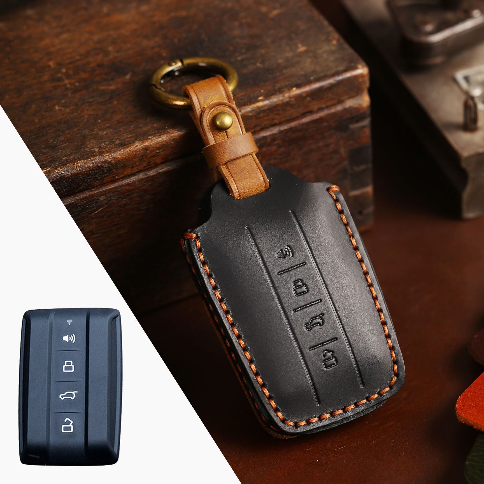 Handcrafted Leather Key Fob Cover for GWM