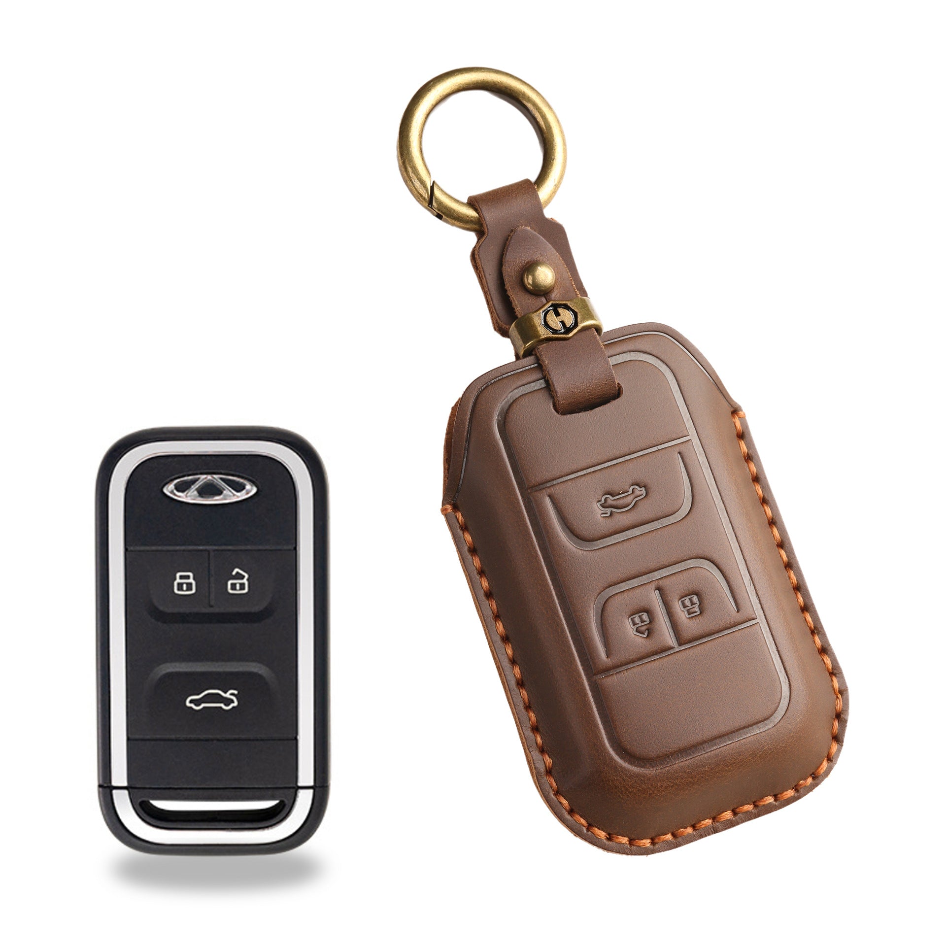 Handcrafted Leather Key Fob Cover for Chery Models