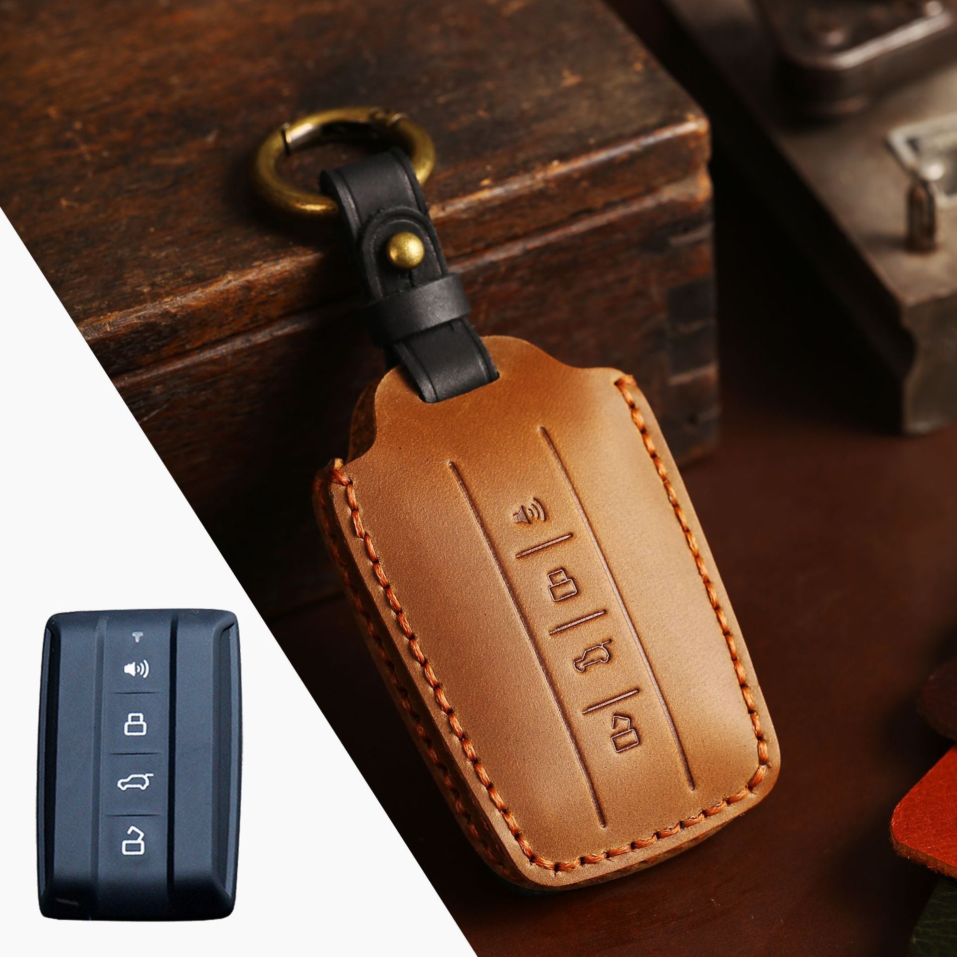 Handcrafted Leather Key Fob Cover for GWM